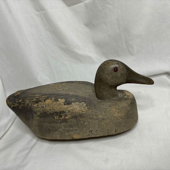 Vintage Balsa Wood Hunting Duck Decoy w/Weight Missing One Glass Eye - Picture 4 of 9